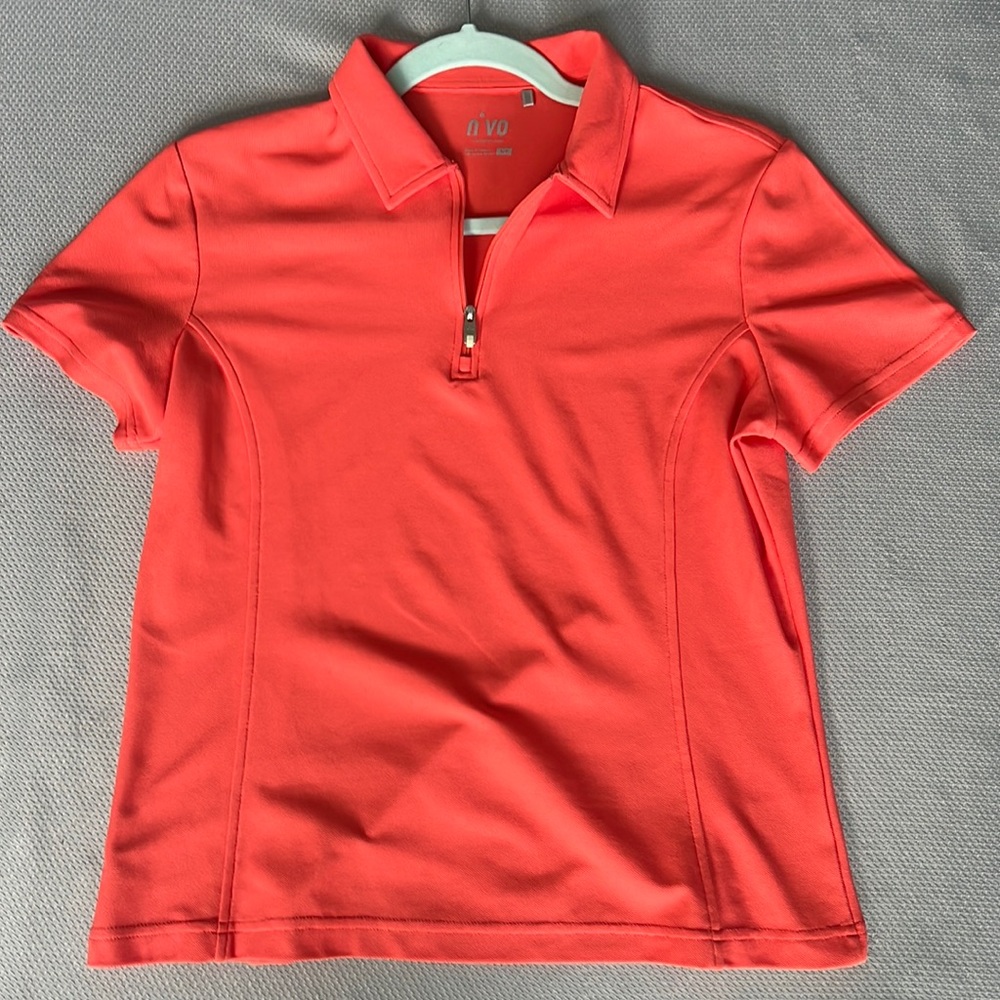 N ‘ VO women’s sport golf polo shirt wicking material collared peach size small